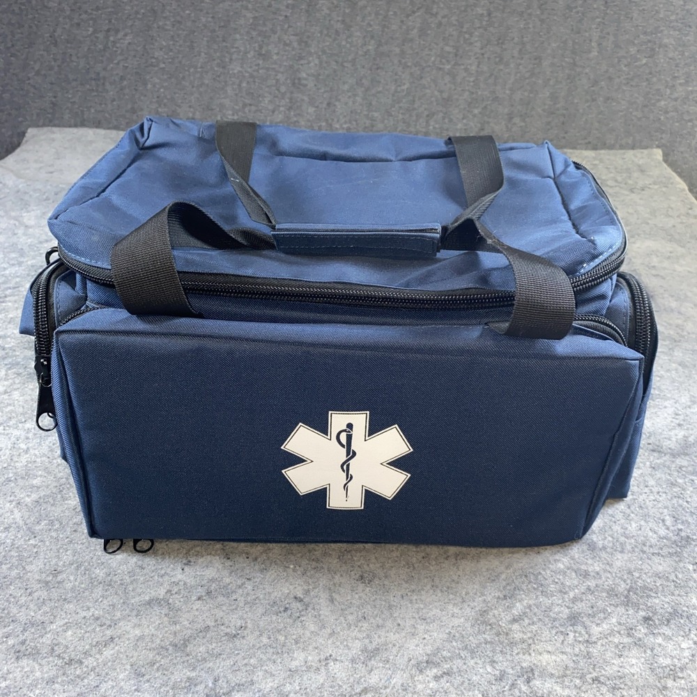 NWOT MEDSOURCE MS-B3321 Padded Large Trauma Bag 10.5x12x20 Navy Blue‎ Strap Zip